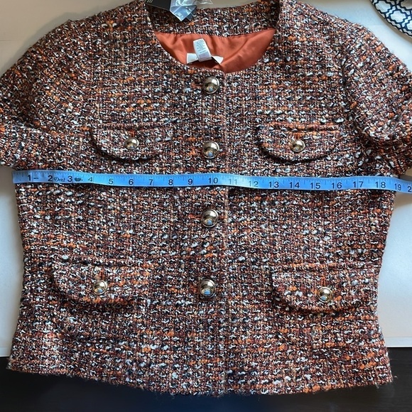 NWT Old Luxury Tweed Blazer Ann Taylor LOFT 8 Orange Black Button Suit Coat - Picture 14 of 16